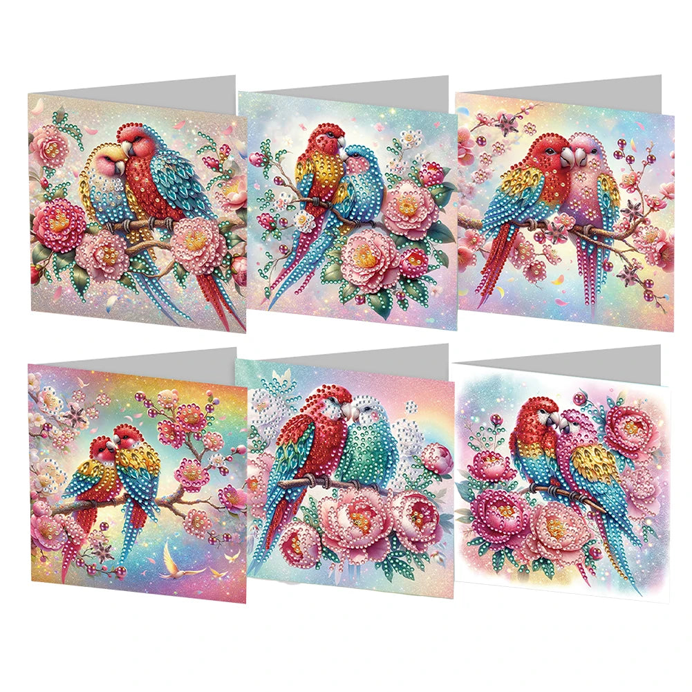 6Pcs Animal Plant Diamond Mosaic Festival Gift Cards Rinestone Embroidery Arts Craft Cards Kit for Friend Family Lover