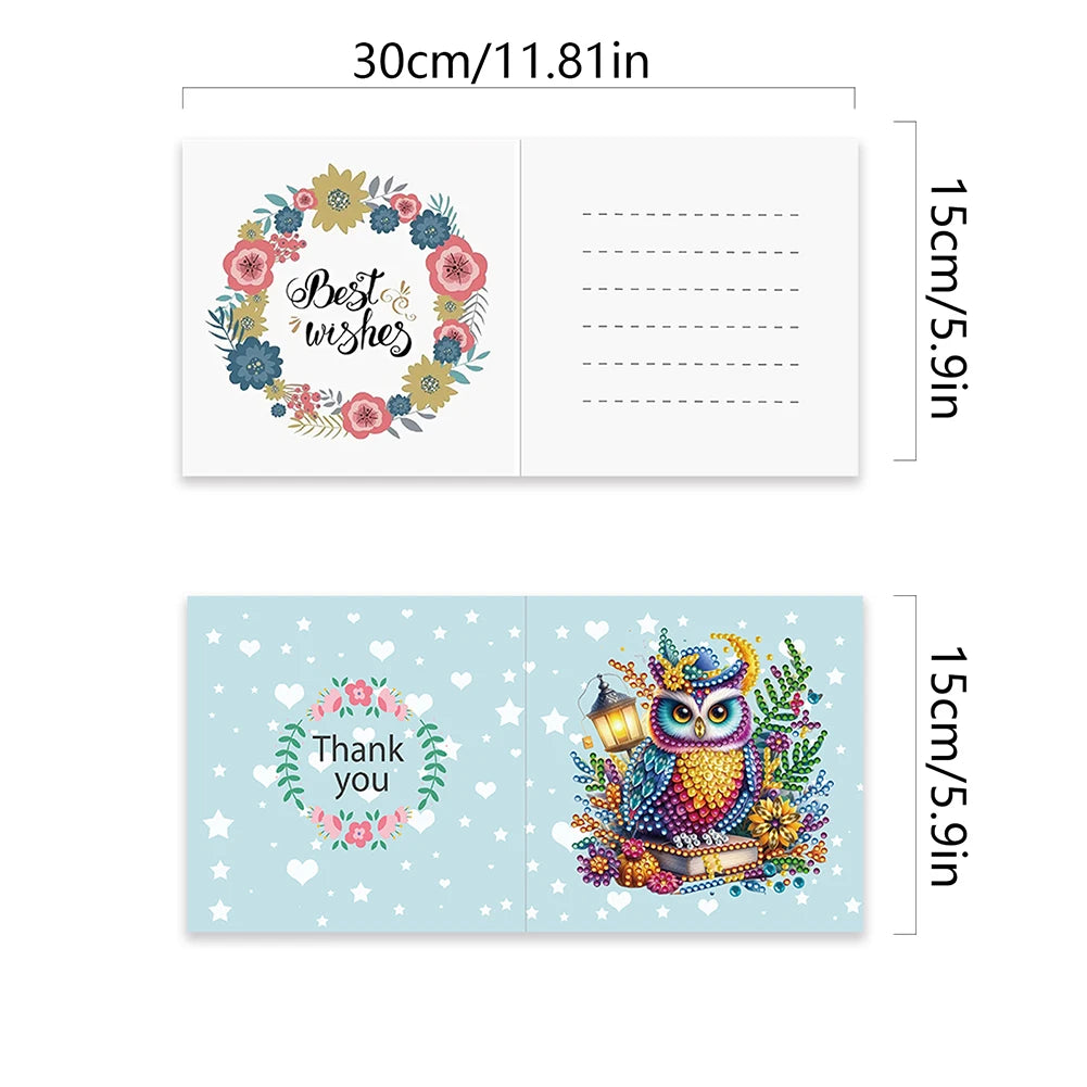 6Pcs Animal Plant Diamond Mosaic Festival Gift Cards Rinestone Embroidery Arts Craft Cards Kit for Friend Family Lover