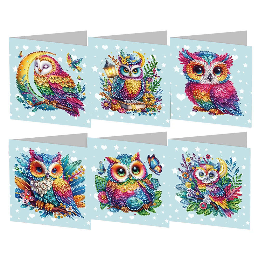 6Pcs Animal Plant Diamond Mosaic Festival Gift Cards Rinestone Embroidery Arts Craft Cards Kit for Friend Family Lover