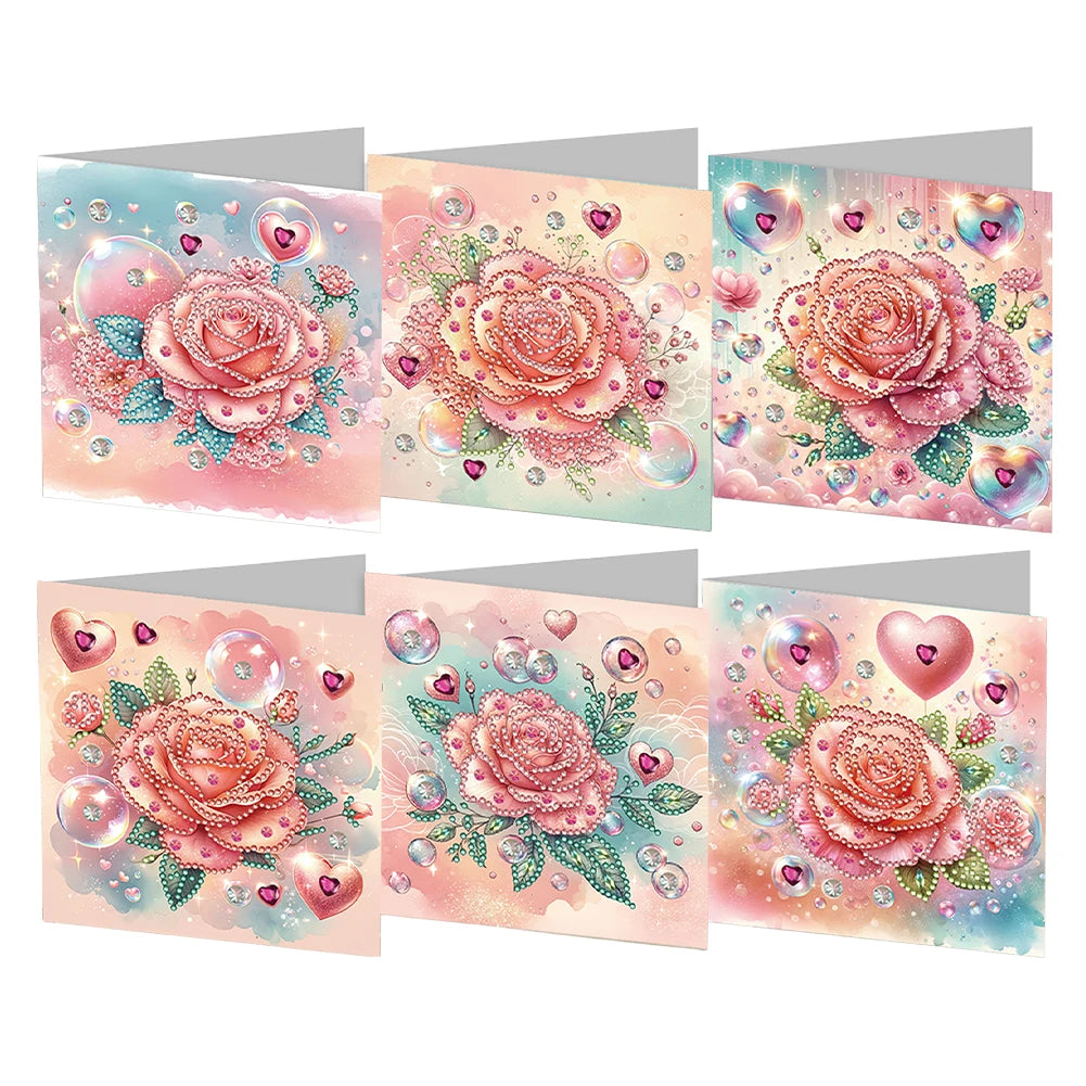 6Pcs Animal Plant Diamond Mosaic Festival Gift Cards Rinestone Embroidery Arts Craft Cards Kit for Friend Family Lover