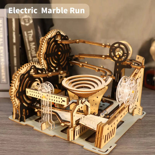 Electric 3D Wooden Marble Run Puzzle – DIY Brain Teaser Model Kit