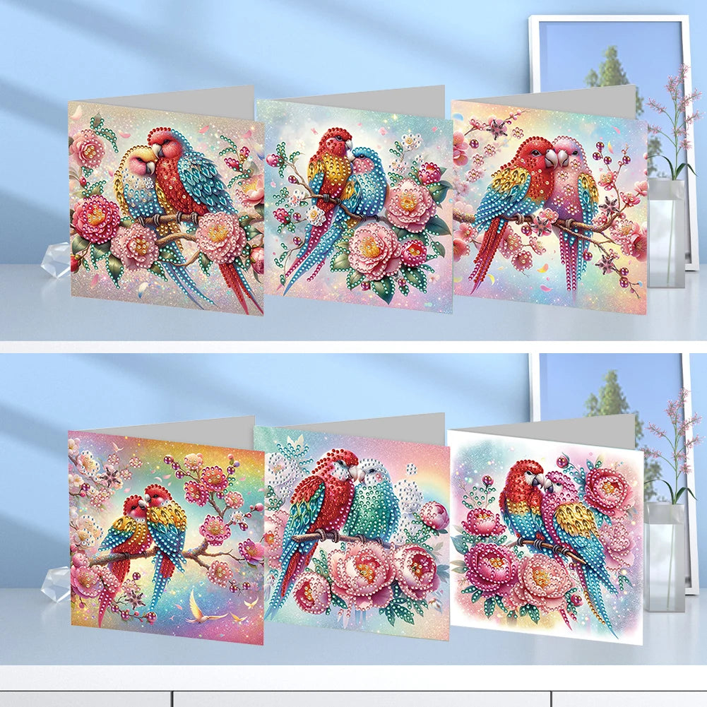 6Pcs Animal Plant Diamond Mosaic Festival Gift Cards Rinestone Embroidery Arts Craft Cards Kit for Friend Family Lover