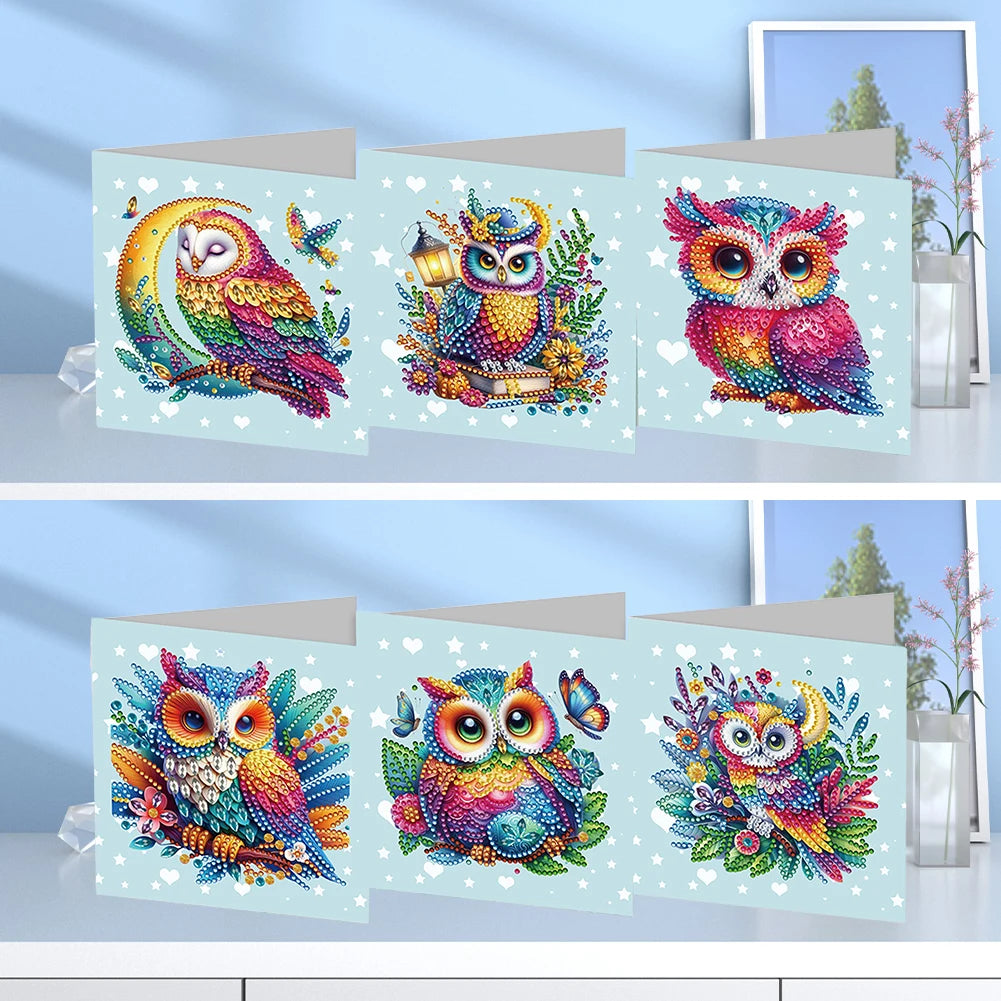 6Pcs Animal Plant Diamond Mosaic Festival Gift Cards Rinestone Embroidery Arts Craft Cards Kit for Friend Family Lover