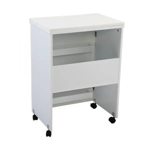 Folding Sewing Craft Table with Storage and Lockable Casters