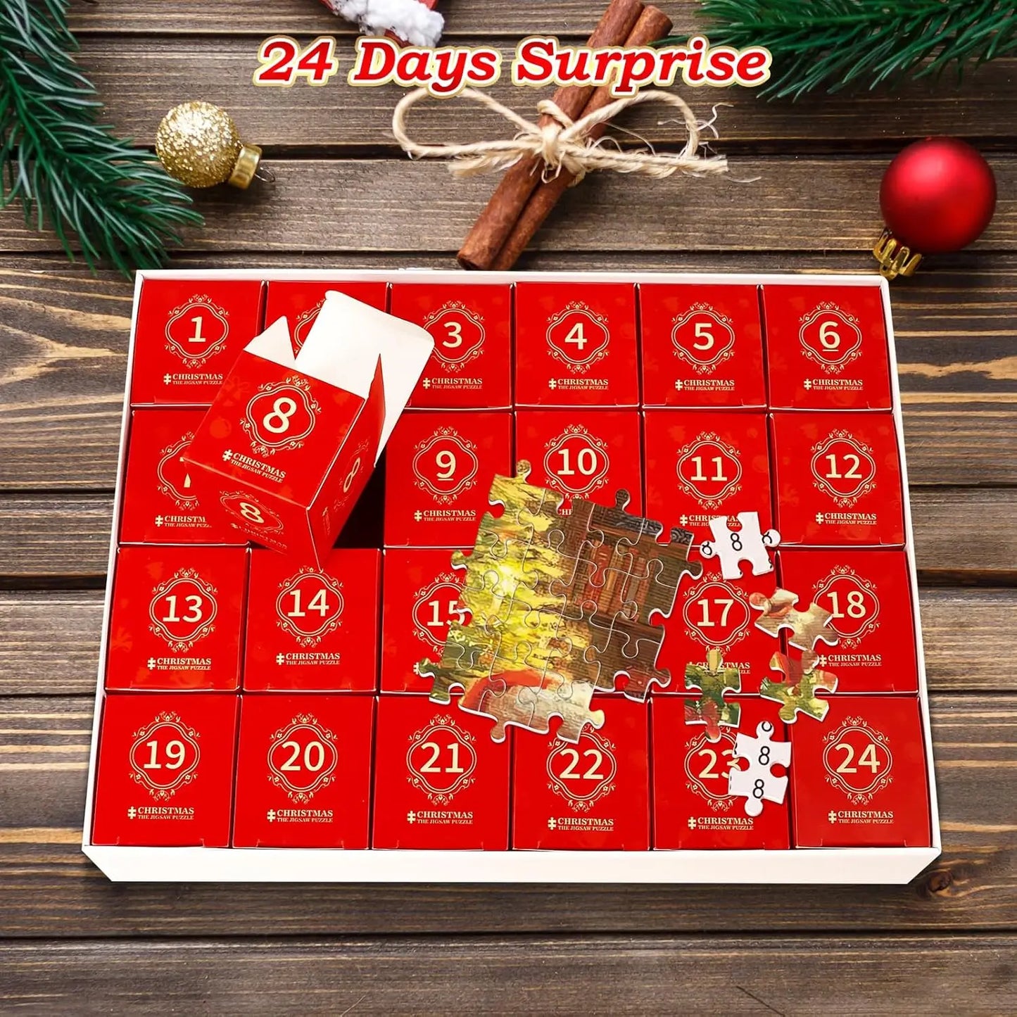 Christmas Advent Calendar Jigsaw Puzzle 24-Day Santa Countdown Game