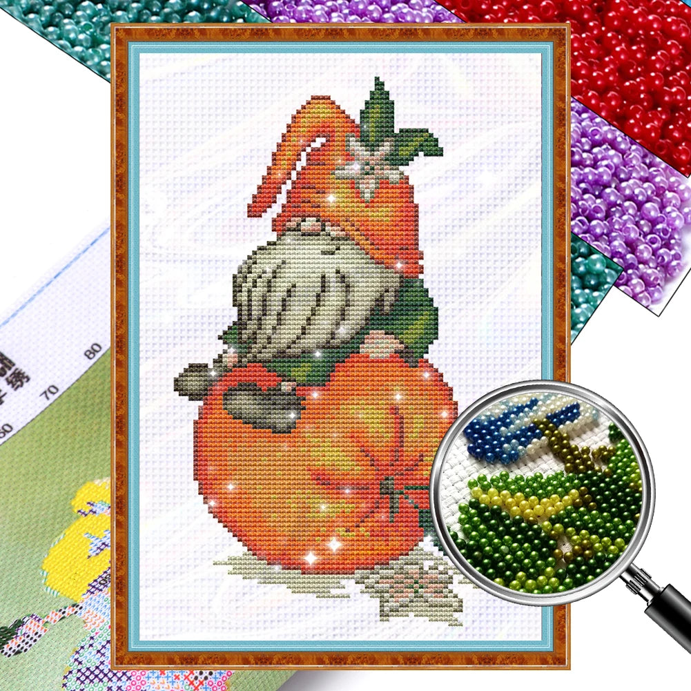 Cute Gnome Bead Embroidery Cross Stitch Kit