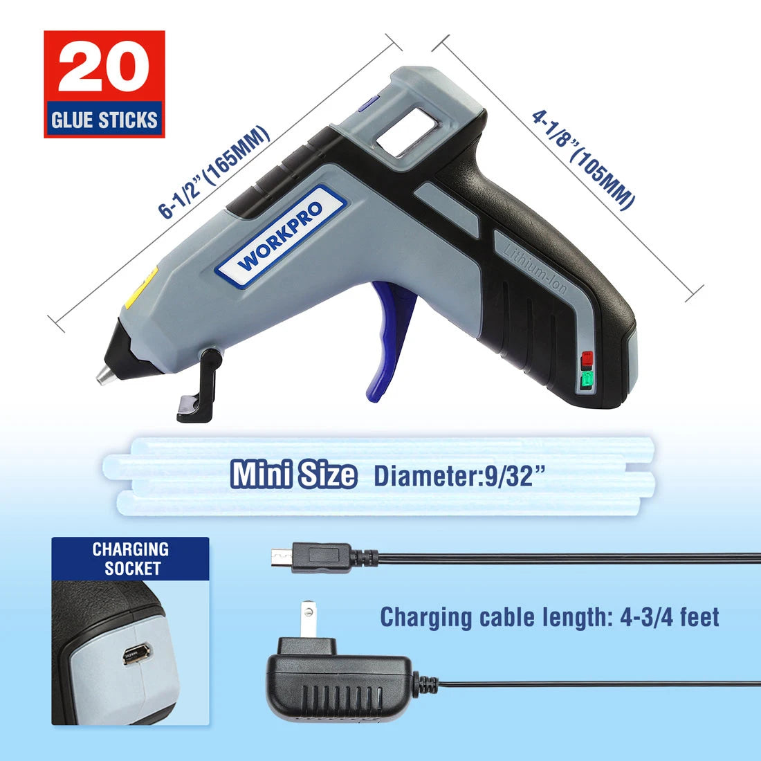 Hot Melt Glue Gun 30W with 20 Glue Sticks for DIY & Repairs