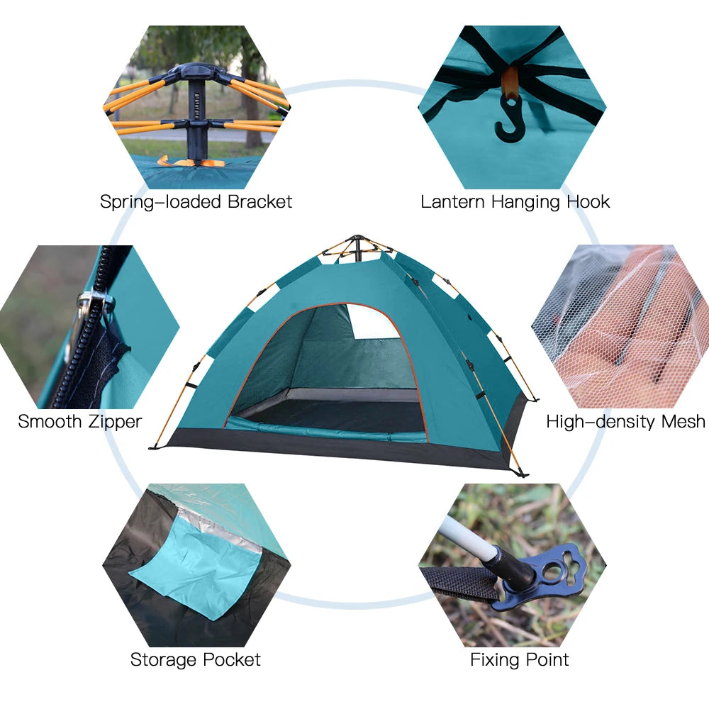 Outdoor Pop Up Camping Tent Water-Resistant Portable Instant Shelter