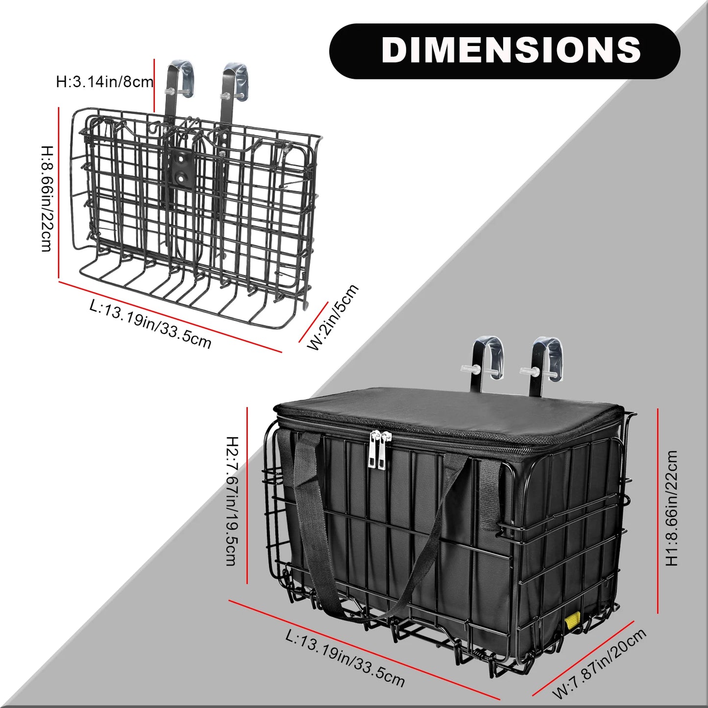 Bike Basket Folding Front Detachable with Waterproof Liner