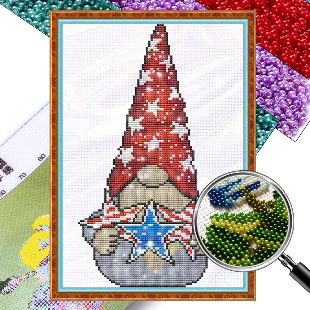 Cute Gnome Bead Embroidery Cross Stitch Kit